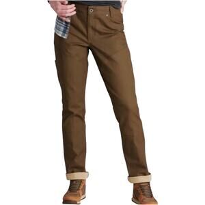 Kuhl The Law Jeans Straight Cotton Canvas Drop-In Pocket Mid Rise Dark Khaki 16R